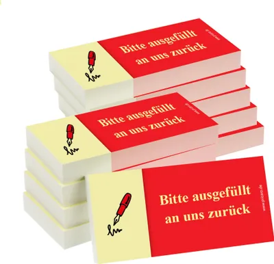 Image de PRICARO Papillons adhésifs "A remplir et à nous retourner", rouge, 100 feuilles, 10 pièces