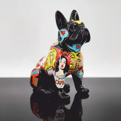 Immagine prodotto di Casa Padrino figura decorativa cane bulldog nero / colorato 25 x h. 30 cm - figura animale decorativa