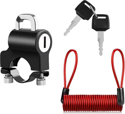 Produktbild von Helmschloss Motorrad Motorradhelm Schloss mit 4 Schlüsseln, Helmschloss Motorradhelm Sicherheitsschloss für Lenkerschlauch Helmschloss für Motorrad Gadget Motorrad Helmschloss Fahrrad