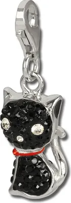 Image de SilberDream Femme Charm chat zirconium noir Pendentif à breloques 925 argent D2GSC506S