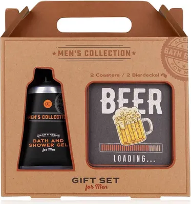 Produktbild von Männer Geschenkset Geschenkbox mit Badegel bzw. Duschgel 60 ml & 2 x Bierdeckel