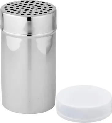 Produktbild von Fackelmann Grobstreuer Ø7,0 cm, Gewürzdose aus Edelstahl, Gewürzstreuer mit Deckel (Farbe: Silber/Weiß)