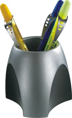 Produktbild von Stifteköcher Delta schwarz/silber Packung mit 10 Stück