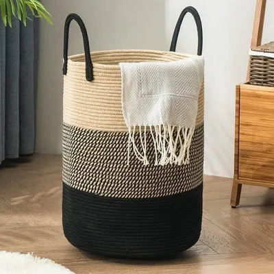 Image de Panier à jouets en coton tissé, brun foncé