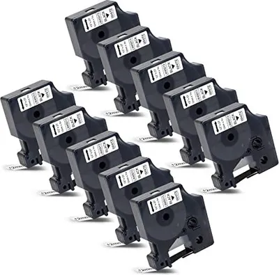 Produktbild von 10x kompatibles Etikettenklebebandersatz Dymo 45013 D1 S0720530 Schwarz auf Weiß 12 mm 0.47 LabelManager 160 210d 220p 360d 280 420p 450d PNP LabelPoi