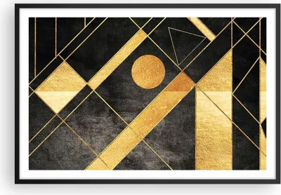Produktbild von Gerahmtes Poster - Schwarzer Rahmen - Golden Schwarz Figuren - 91,5x61 cm - Wand Bild - Wanddeko - Wandbilder - Kunstposter - Wandposter - Bilderrahmen - Bilder - Kunstdruck - P2BAA91x61-5089