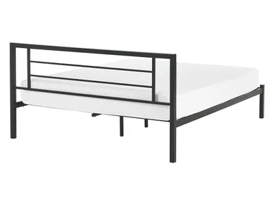 Zdjęcie produktu dla BELIANI Łóżko ze stelażem czarne metalowe 140 x 200 cm niskie wezgłowie nowoczesny design