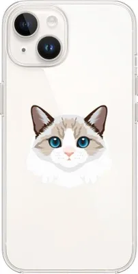 Produktbild von Flexible Hülle für das iPhone 13, TPU Silikon transparent, weiße Burmakatze