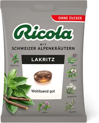 Produktbild von Ricola Švajčiarske bylinné cukríky bez cukru so sladidlami 75g
