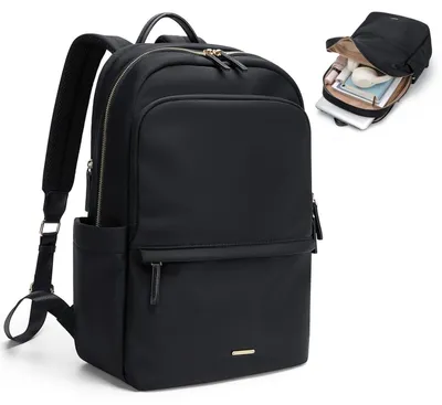 Produktbild von Laptop Rucksack Damen 14 Zoll Schwarz Wasserabweisend Oxford-Gewebe