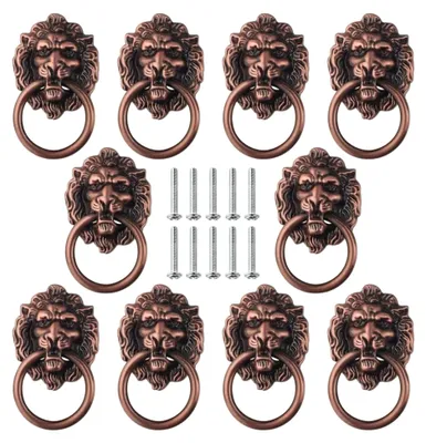 Produktbild von Schubladengriffe aus Zinklegierung, 6,8 cm, Löwenkopf-Design, 10 Stück