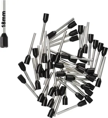 Immagine prodotto di Ghiere Afeld Elektro 1,50 mm² isolate nere Lunghezza manica 18 mm Lunghezza totale 25,2 mm 50 pezzi per conduttori a trefoli fini e superfini