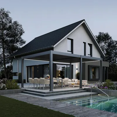 Produktbild von Deluxe Plus Elektrisch. Pavillon Terrassenüberdachung Alu 4 x 6 M