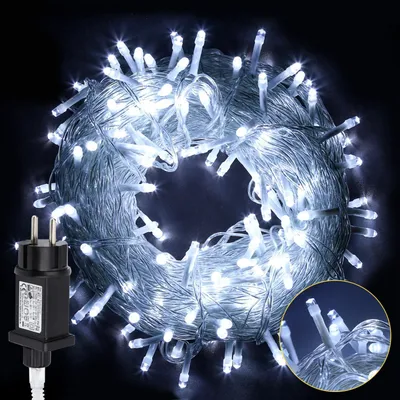 Obrázok produktu pre Peviasot 30M, 300 LED, svetelný reťazec, studená biela, 8 režimov osvetlenia, vhodné do interiéru, záhrady, na balkón, vianočné osvetlenie