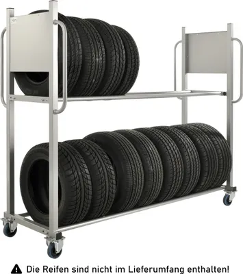 Produktbild von Kongamek Reifentransportwagen 2030x720x1620mm mit 2 Ebenen, verstellbar 300kg Tragkraft ohne Bremse