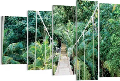 Produktbild von Bild auf Leinwand - Leinwandbild - 5 Teile - Tropen Dschungel Brücke - 150x100cm - Wand Bild - Wanddeko - Wandbilder - Leinwanddruck - Bilder - Wanddekoration - Leinwand bilder - EG150x100-4963