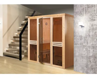 Produktbild von Finská sauna z masivního dřeva Weka Kaarina GT vel. 2 bez kamen a oken s celoskleněnými dveřmi v grafitové barvě
