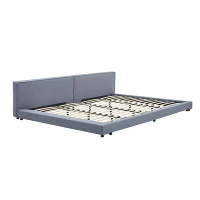 Produktbild von HOME DELUXE Bett mit Ablage GALAXIS - Grau 270 x 200 cm - inkl. Matratze & Lattenrost | bodentiefes Designbett, Familienbett, Polsterbett, Futonbett