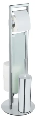 Produktbild von WENKO Stand WC Garnitur Toilettenpapierhalter Ersatzrollenhalter Edelstahl Glas