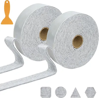 Imagen del producto de Cinta de fieltro autoadhesiva, 5 m x 5 cm, color gris, para proteger muebles y suelos