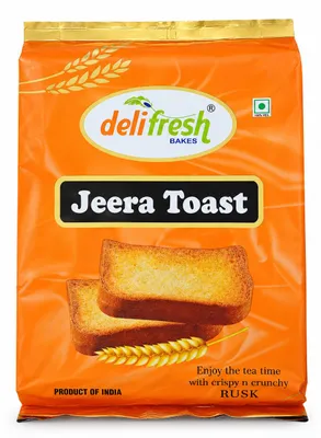 Zdjęcie produktu dla Rusk z kminem Delifresh Jeera Toast 400g - aromatyczny chrupiący do herbaty, Obraz wygenerowany przez AI