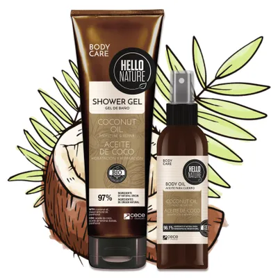 Produktbild von Kokosnussöl Kokosöl Körperpflege Set Duschgel Body Öl BIO Vegan Naturkosmetik