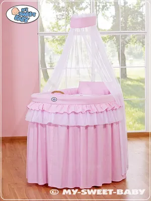 Produktbild von MY SWEET BABY Babybett Naturfaser Rosa mit Holzuntergestell und Matratze