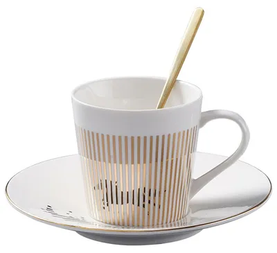 Produktbild von Keramik Kaffeetasse Mit Bewegtem Spiegeleffekt 1 Stück, Goldrand, Mit Rotationsaktiviertem Muster, Für Kaffee Und Tee
