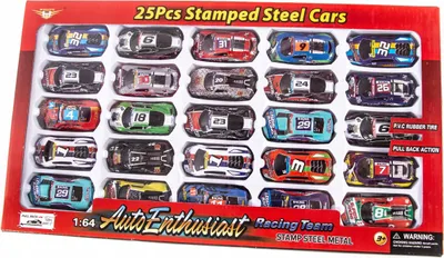 Immagine prodotto di Set di 25 macchinine in metallo con motore a retrocarica - Modelli di automobili Regalo per bambini