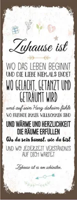 Produktbild von vianmo Holzschild 27x10 cm Zuhause ist wo das Leben beginnt Spruch Zitat