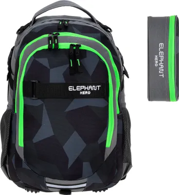 Produktbild von Schulrucksack Set 2 Teile Elephant Hero Signature Rucksack Schultasche Jungen Mäppchen Box 12770 Cyber Camo Grün r mb