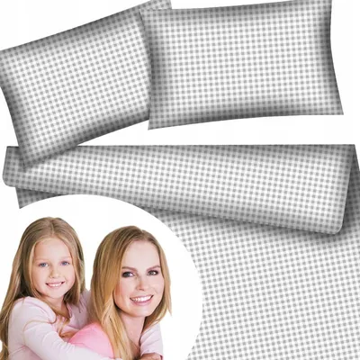 Produktbild von Designpremium Baumwoll-Bettwäsche Karo Weiß-Grau 160x200 cm