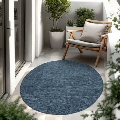 Produktbild von In- & Outdoor Teppich Flachgewebe einfarbig modern wetterfest für Terrasse Küche Grösse 80 cm Rund