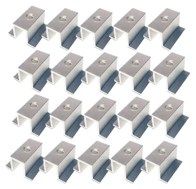 Produktbild von 20 Stück Aluminium Mittelklemmen für Solarpanels zur Befestigung von Solarmodulen mit einer Modulhöhe von 30-50 mm