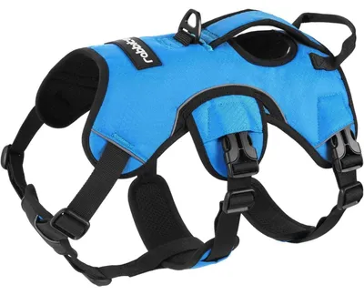Produktbild von Ausbruchsicheres Hundegeschirr mit Griff, Anti-Zug, atmungsaktiv, verstellbar, gepolstert, Blau XL