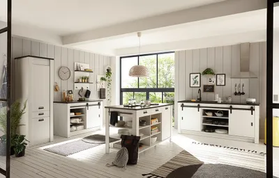 Produktbild von Küchen komplett Set SHELTON-61 in Pinie weiß Nb. mit anthrazit