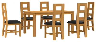 Produktbild von vidaXL Essgruppe 7 stk. Schwarz Massivholz Eiche