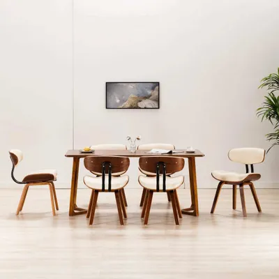 Produktbild von The Living Store Esszimmerstühle 6 Stk. Creme Bugholz und Kunstleder