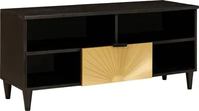 Image de Meuble TV Noir et or 100 x 33 x 46 cm Bois d'ingénierie