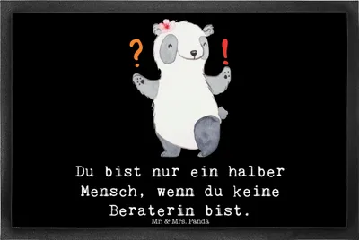 Produktbild von Mr. & Mrs. Panda fußmatte Beraterin Herz 40 x 60 cm - Schwarz - Geschenk, Beruf, Bodenvorleger, Abtreter, Sauberlaufmatte, IT Beratung, Spruch, Witzig, Schmutzfangmatte