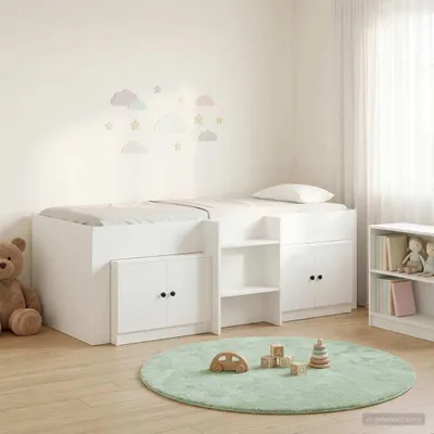 Productafbeelding van Maison Exclusive - Bedframe met kledingkast met deur, 3 stuks, wit, houtvezel