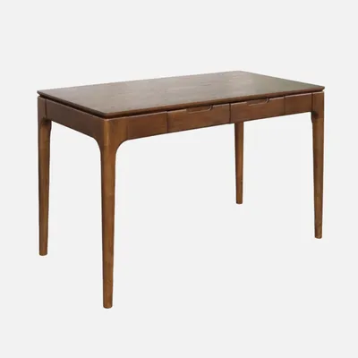 Produktbild von sweeek - Schreibtisch aus Heveaholz und MDF mit Eschenfurnier  2 Schubladen - Nussbaumfarben