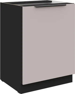 Produktbild von Küchen Unterschrank 60 cm Küche ARONA Kaschmir beige matt + Schwarz matt Küchenzeile Küchenblock Küche Einbauküche