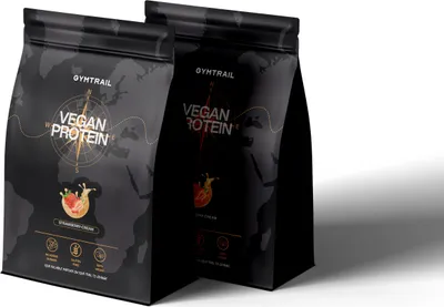 Produktbild von GYMTRAIL® Veganes Eiweißpulver aus Erbsenprotein 1000g | Pflanzliches Proteinpulver mit essenziellen Aminosäuren | Ohne Soja und Süßungsmittel mit Birkenzucker | Strawberry- Cream