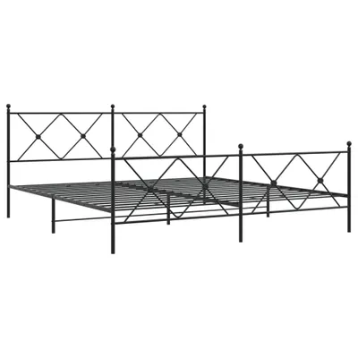 Image de Cadre de lit métal sans matelas avec pied de lit noir 183x213cm