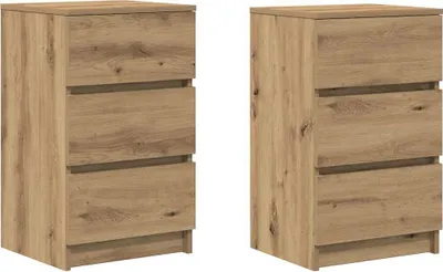 Obrázok produktu pre Nočné skrinky s 3 zásuvkami 2 ks dub artisan 39x35x65 cm