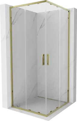 Produktbild von Mexen Exo quadratische Duschkabine 90 x 90 cm, transparent, gold - 8111-090-090-50-00