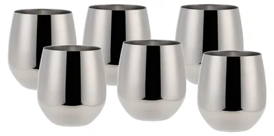 6 Edelstahl-Wein- und Wassergläser, 500 ml, silber