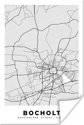 Produktbild von MuchoWow® Poster Stadtplan - Karte - Bocholt - Deutschland 120x180 cm - Kunstposter