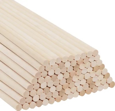 Zdjęcie produktu dla Belle Vous 100 szt. drewnianych patyczków do rękodzieła wykonanych z naturalnego drewna - Okrągłe drewniane patyczki 30 cm - Bardzo długi, nieobrobiony drewniany kołek 7 mm - Drewniany patyczek do